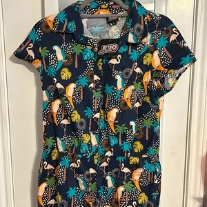 NWT retrolicious stretchy ankle length parrot tropical  jumpsuit
